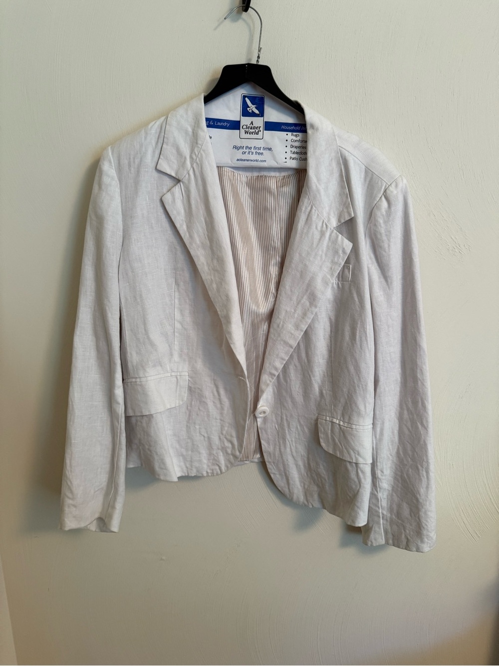 For Cynthia White Linen-Blend Single-Button Blazer